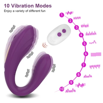 Безжичен вибратор за дистанционно управление женски двоен мотор U форма клиторен стимулатор вибратор носими секс играчки за жени двойка възрастни 18 1