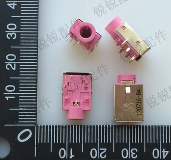 Безплатна доставка За аудио 3.5mm аудио гнездо 3 сегмента 6P + 2 Фиксирано краче позлатено розово гнездо за слушалки Порт за микрофон
