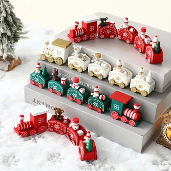 Весела Коледа Дървени влакови орнаменти, Коледна украса за дома, маса, Ноел, Коледни подаръци, Нова година, 2022, 2023
