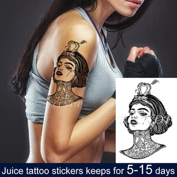 Водоустойчив временен стикер за татуировка на мастило за сок Гръцки мит момиче ябълка роза диамант плодов гел дълготраен фалшив Tatto за мъже жени
