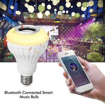 Възпроизвеждане на музика Bluetooth музикална крушка Bluetooth с дистанционно управление RGB Bluetooth крушка E27 12W димируема Bluetooth сценична крушка
