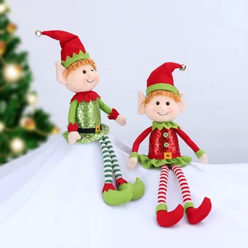 голям размер Коледа плюшени крака елф кукла орнаменти момчета и момичета елф играчки кукли Нова година декорация на дома коледно дърво орнаменти