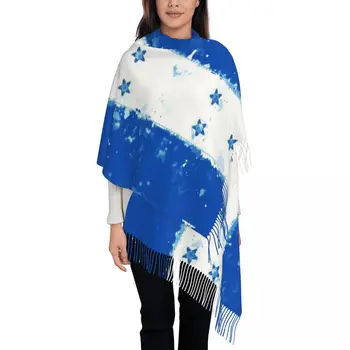 Дамски шал с пискюл Хондурас гръндж флаг дълъг зимен есенен шал и обвивка ежедневно облекло Пашмина шалове