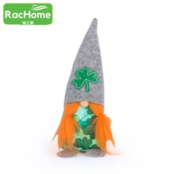 Ден на Свети Патрик Tomte Gnome плюшена кукла Ден на Свети Патрик декорации Gnome кукла Безлична кукла Ирландия Лъки елф джудже орнаменти