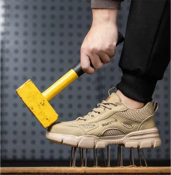 дишащи защитни обувки мъжки летни работни обувки леки работни обувки мъже антипункция защитни обувки против хлъзгане работни маратонки