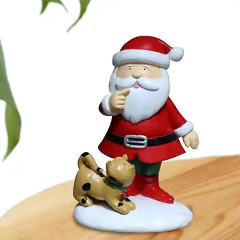 Дядо Коледа орнаменти Дядо Коледа фигурка декорация сладък коледни статуи с плосък дизайн и красиво боядисани за врата