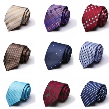 Европейски и американски нови 7,5 см бизнес мъжки официални облекла полиестерна копринена вратовръзка офис работник аксесоари