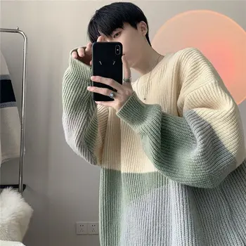 Есенен пуловер за студенти от мъжки пол Свободно и модерно корейско издание Instagram трикотаж около врата красив пуловер за мъже Top Ins