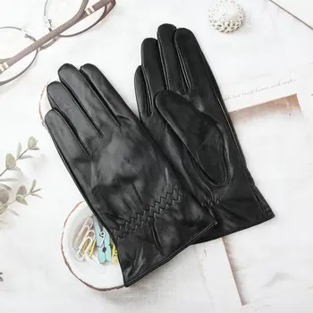 Естествена овча кожа ръкавици открит ветроупорен шофиране колоездене ръкавици за жени дами сензорен екран ръкавици мотоциклет 1