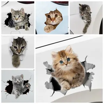 Животински стайлинг кола 3D котка стикери 3D котка универсална кола тялото надраскване маскиране стикери PVC творчески животински стайлинг стикери
