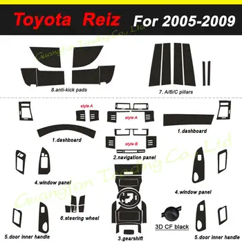За Toyota Reiz 2005-2009 3D / 5D въглеродни влакна кола интериор покритие център конзола цвят стикери Decals части продукт аксесоари 1
