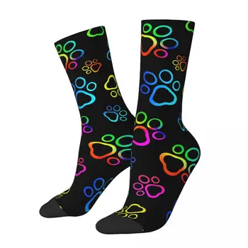 Забавен луд чорап за мъже Rainbow Dog Paw Hip Hop Harajuku Happy Quality Pattern Printed Boys Crew Sock Novelty Gift