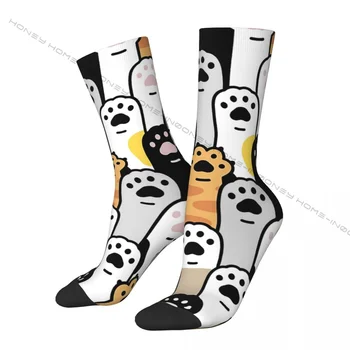 Забавен луд чорап за мъже Стойка лапи хип-хоп реколта котка мяу щастлив модел отпечатани момчета екипаж чорап случайни подарък