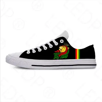 Знамето на Етиопия Лъвът на Юда Reggae Rasta Мода Ежедневни платнени обувки Ниска Топ Лека дишаща 3D печат жени Мъжки маратонки 2
