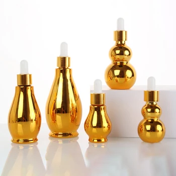  капкомер бутилка злато покритие стъкло 10ml-100ml реагент капкомер за очи ароматерапия течна пипета етерично масло за многократна употреба 0