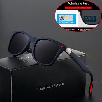 Класически поляризирани слънчеви очила Мъже Жени Дизайн на марката Шофиране Квадратна рамка Слънчеви очила Мъжки очила UV400 Gafas De Sol