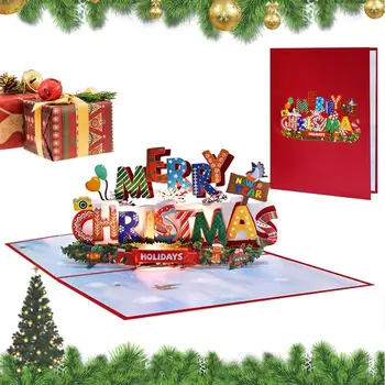 Коледа Изскачащи картички Светлини & Музика 3D Коледна картичка Новогодишни консумативи за парти декорация 30x20x5cm Подаръци за семейство и приятели