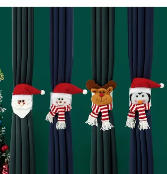Коледа карикатура завеса закопчалка пингвин Дядо Коледа снежен човек елк завеса притежателя Коледа декор за дома хотел Коледа завеса аксесоар
