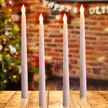 Коледа Хелоуин LED дълга свещ светлина дистанционно управление пламък лампа топло бяло без пламък тънки свещи за сватбено тържество декор