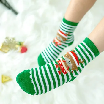 Коледни чорапи зимни удебелени хавлиени чорапи детска карикатура Дядо Коледа лосове нехлъзгащи се подови чорапи топли чорапи за момчета и момичета 3