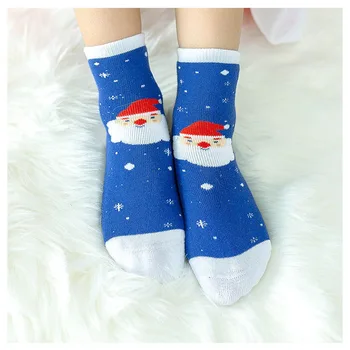 Коледни чорапи зимни удебелени хавлиени чорапи детска карикатура Дядо Коледа лосове нехлъзгащи се подови чорапи топли чорапи за момчета и момичета 4
