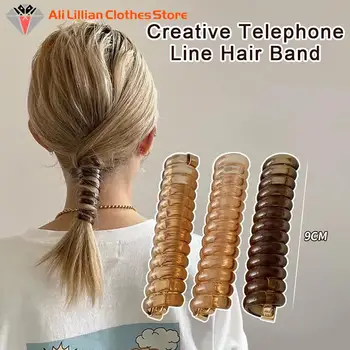 конска опашка Еластични ленти за коса Гумени връзки за коса Bundle Scrunchies Телефонна жица Аксесоари за коса Модни ленти за коса Дамска лента за глава