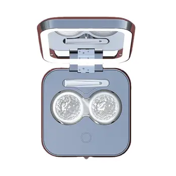  контактни лещи ултразвукови с огледални пинсети мини държач контейнер за съхранение почистване кутия око контакт лещи случай възрастни мъже жени