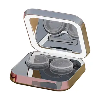  контактни лещи ултразвукови с огледални пинсети мини държач контейнер за съхранение почистване кутия око контакт лещи случай възрастни мъже жени 2