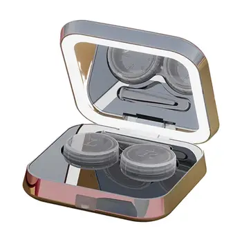 контактни лещи ултразвукови с огледални пинсети мини държач контейнер за съхранение почистване кутия око контакт лещи случай възрастни мъже жени 3