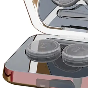  контактни лещи ултразвукови с огледални пинсети мини държач контейнер за съхранение почистване кутия око контакт лещи случай възрастни мъже жени 5