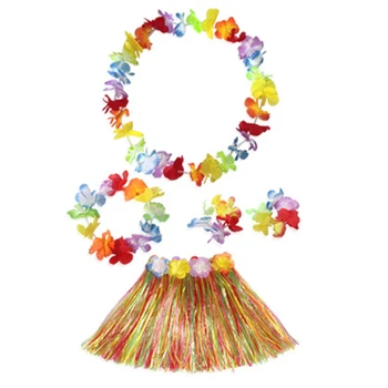 костюм трева пола пластмасова декорация празник играе цвете маншет венец фантазия костюм деца хавайски подходящ