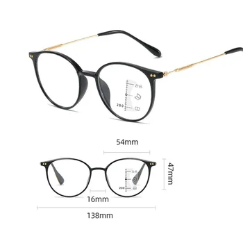 кръгли мутифокални прогресивни очила за четене Унисекс Лукс Близо до Фар Пресбиопия Очила Моден дизайн Прозрачни очила 5
