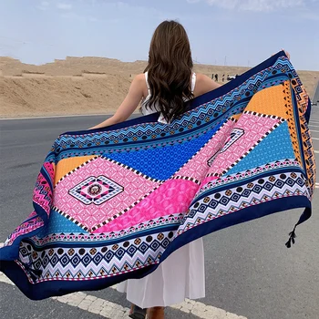 Луксозна марка дамски шал плаж Бохемия цвете лято хиджаб шалове и обвивки женски Foulard Echarpe дизайнер Пашмина Бандана