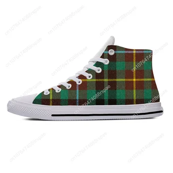 Лято Шотландски клан Бюканън Tartan Plaid Fashion Ежедневни обувки Дишащи мъже Дамски маратонки High Top Lightweight Board Shoes 2