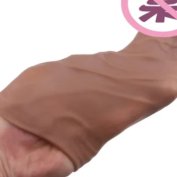 Мек повторно използваем презерватив вибратор петел пръстен реалистичен мъжки пенис ръкав удължител разширяване забавяне време секс играчка за мъже възрастен продукт 1