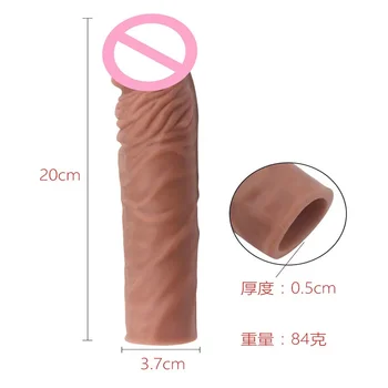Мек повторно използваем презерватив вибратор петел пръстен реалистичен мъжки пенис ръкав удължител разширяване забавяне време секс играчка за мъже възрастен продукт 2