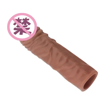 Мек повторно използваем презерватив вибратор петел пръстен реалистичен мъжки пенис ръкав удължител разширяване забавяне време секс играчка за мъже възрастен продукт 5