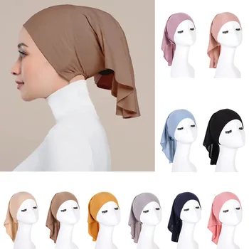 Мек под капачката Вътрешен хиджаб Разтегливи мюсюлмански жени Underscarf Bonnet исляма тюрбан тръба кост капак нинджа главата капак шапка