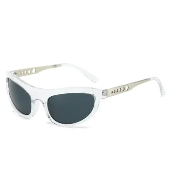 Мода котка око жени луксозни слънчеви очила реколта марка дизайнер кухи вън верига очила мъже градиент UV400 слънчеви очила