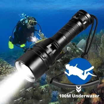  Мощно LED фенерче за гмуркане Super Bright T6 / l2 Професионална подводна горелка Ip68 водоустойчива лампа, използваща 18650 батерия