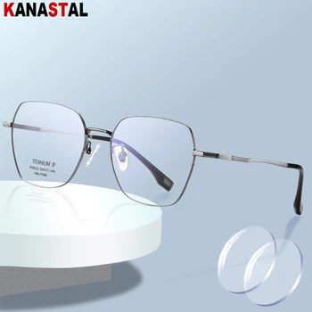 Мъже Диоптически очила с рецепта Титанови очила Рамка Оптика Леща Очила Дамски очила за блокиране на синята светлина Очила за четене Миопия Очила