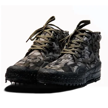 Мъже Жени Армия обучение Camo платно обувки Открит спорт Туризъм Къмпинг Катерене Non-хлъзгане Износоустойчиви дишащи тактически ботуши