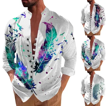 Мъжки дрехи оголени надолу квалифицирани ежедневни ризи риза сгъваема дъска печат дълъг ръкав риза остава за мъже T риза за мъже
