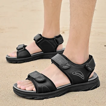 Мъжки сандали на открито Черен Сандал Модни летни сандали 2023 нови продукти Обувки за мъже Водно ходене Меки плажни сандали