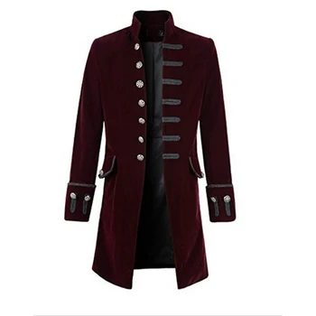 Мъжки смокинг палто мъжки ретро реколта смокинг Steampunk връхни дрехи униформа палто стойка яка костюм ренесанс