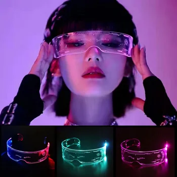 Неоново парти LED светещи очила LED очила Wire Light Up Visor очила Бар Grow Goggle за Хелоуин Коледа празничен декор