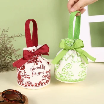 Нов 5PCS/Lot Holiday Distribution Candy Bag Сватбена преносима платнена чанта Сватбена чанта за бонбони Сватбени подаръци за гости