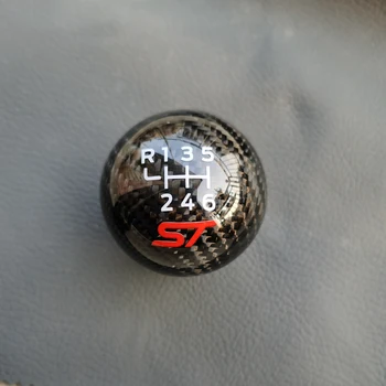 Нов 6-скоростен състезателен копче за превключване на предавките от въглеродни влакна за Ford ST Focus Fiesta Auto аксесоари Хандбал Gear стик лост кола стайлинг