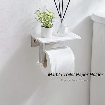 Нов мраморен държач за тоалетна хартия с рафт тоалетна хартия ролка държач стена монтиране за баня шкаф декоративни 3