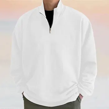 Нов мъжки цип сива врана плътен цвят печат улица дизайнер Топ реколта суитчър хлабав извънгабаритни пуловер високо качество мъжки дрехи 5